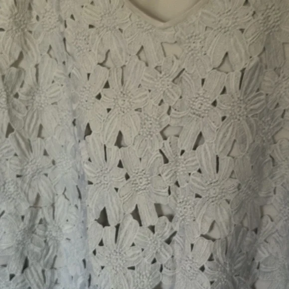 J.Jill Gray Crochet Lace Overlay 3/4 Sleeve Blouse Sz 4XL Women - Picture 5 of 10